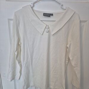 Voodoo Vixen Cream Button Down Shirt Size L US 8